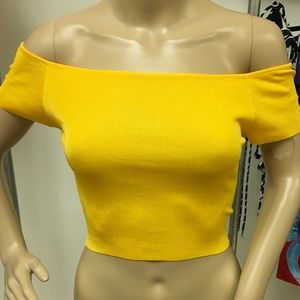 Yellow off the shoulder crop top